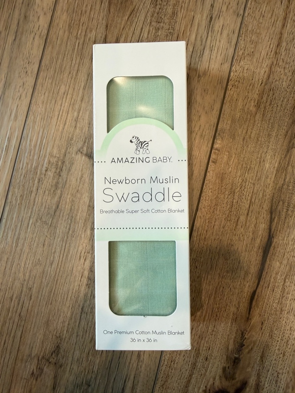 NIB Amazing Baby Newborn Muslin Swaddle - Mint Green